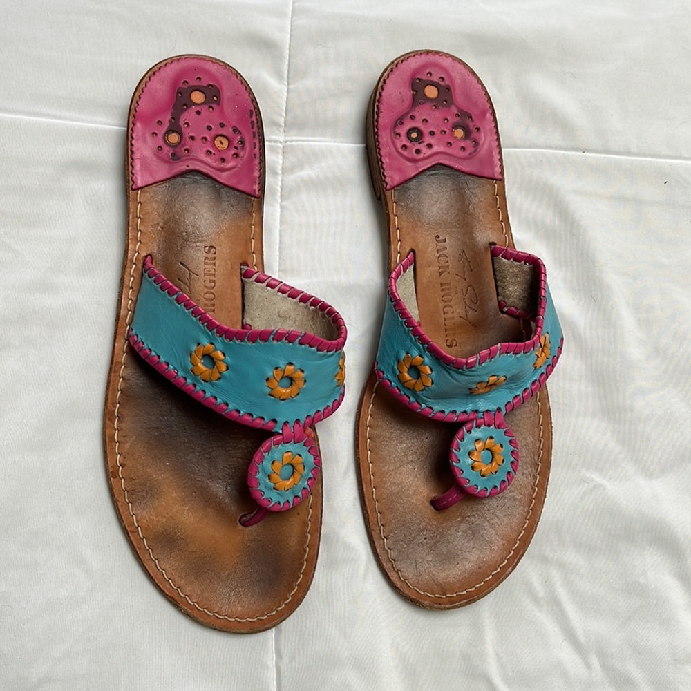 Jack Rogers (Kenny Scharf) Leather Flats, size 11